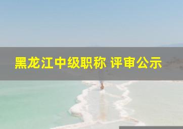 黑龙江中级职称 评审公示